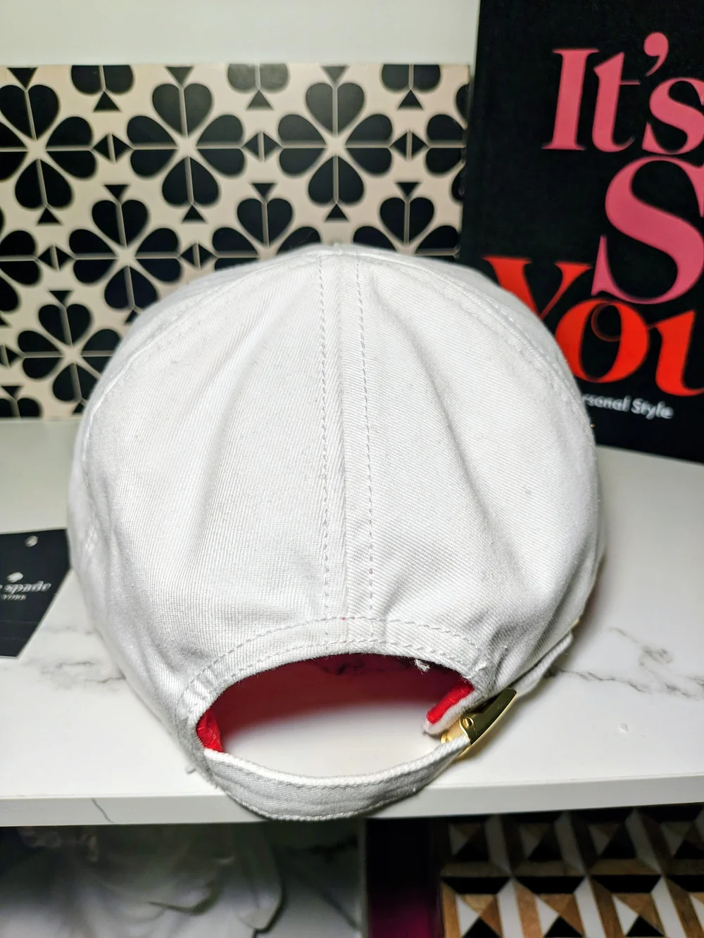 kate spade White Baseball Cap with Heart Detail